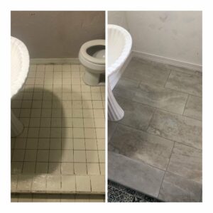 Before and After Bathroom Flooring | Melbourne Beach Flooring & Kitchens